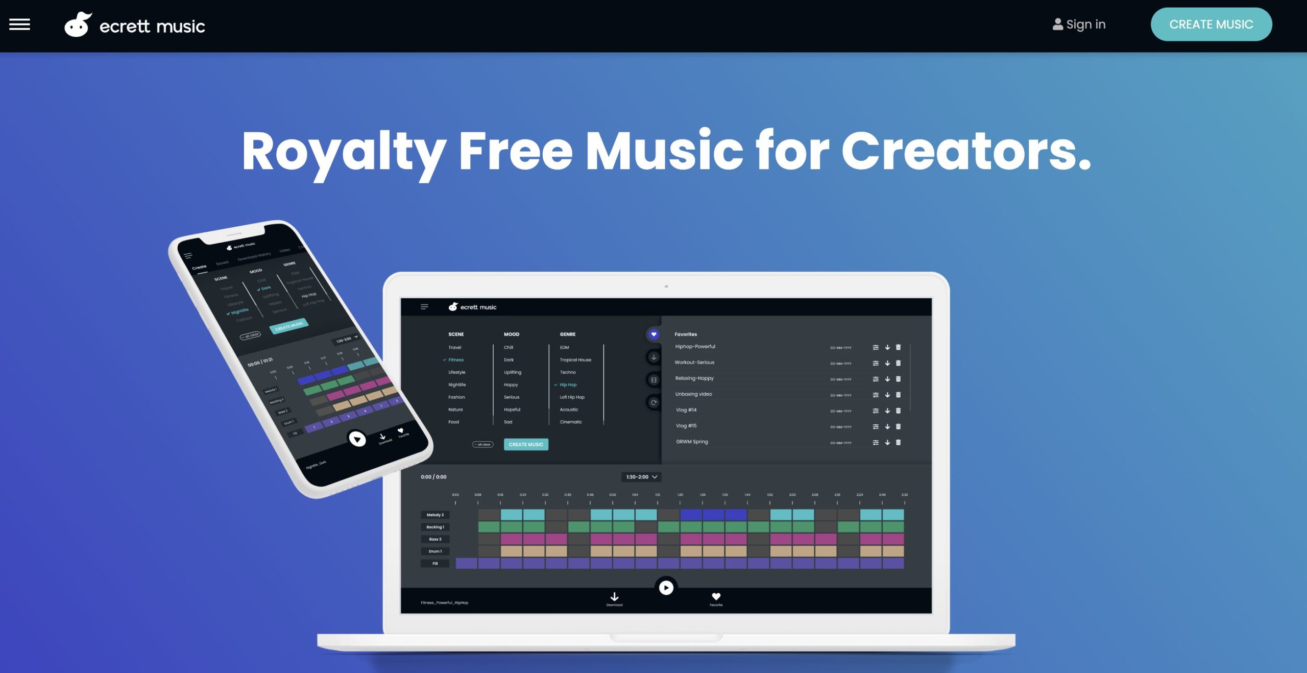 【Ecrett Music】直感的な操作で商用利用可能なBGMを生成