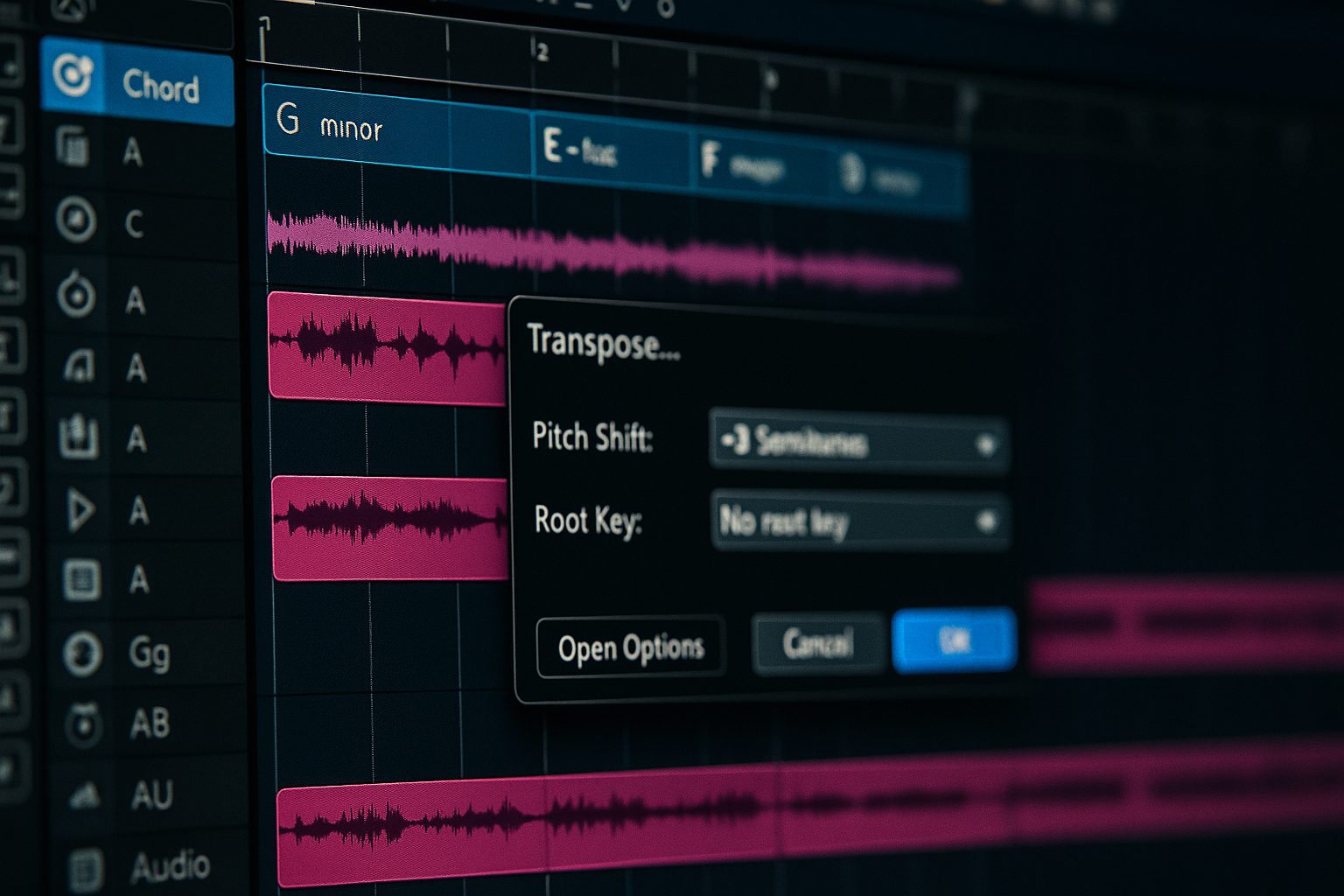 Cubaseのキー変更が驚くほど簡単になる！コードトラックと移調の活用術
